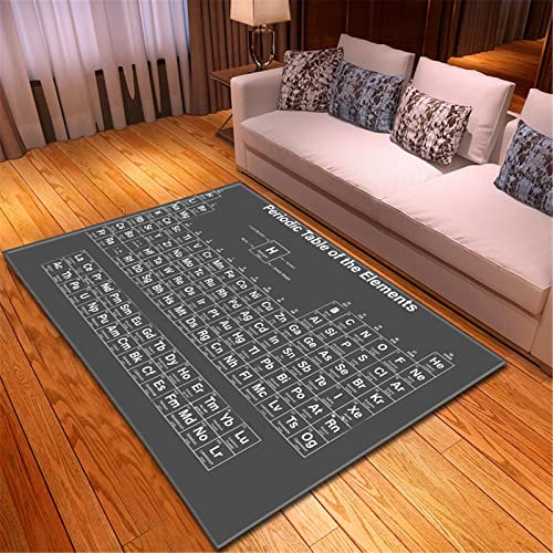 Chickwin 3D Formel Druck Teppich Wohnzimmer Kurzflor, Weiche Antirutschunterlage Outdoor Teppich Waschbar Teppiche für Schlafzimmer Kinderzimmer Spielzimmer (40x60cm,Periodensystem)