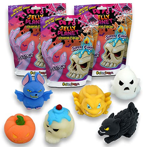 #sbabam Jelly Planet Horror Edition, Halloween-Spielzeuge für Kinder, Spielzeug ab 3 Jahre in Beuteln, 4er-Pack, Entdecke das Gespenst, den Schädel, die Fledermaus und Andere