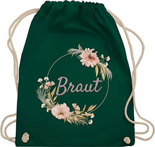 Shirtracer Turnbeutel Rucksack - JGA Junggesellenabschied Frauen - Braut Bride - Unisize - Dunkelgrün - brautbeutel brauttaschen bachelorette party blumen stoffbeutel brauttasche