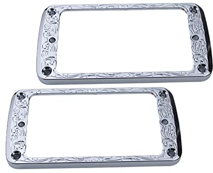 Guyker Flache Humbucker-Abdeckung aus Metall, Pickup-Montagering-Set – Steghals-Tonabnehmerrahmen, Ersatzteil für E-Gitarre oder Präzisions-Bass (2 Stück, PR006 Chrom)