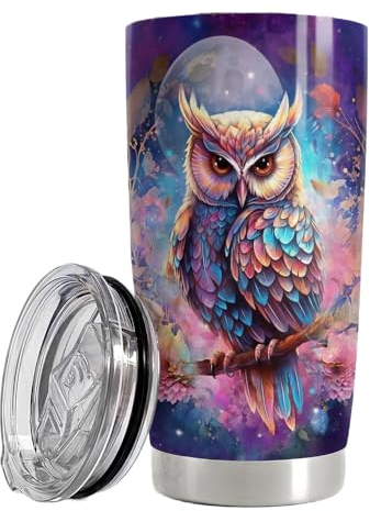 SANDJEST Owl Tumbler 20oz Stainless Steel Insulated Tumblers Coffee Travel Mug Cup Owls Gifts for Women Girls Gift for Birthday Christmas