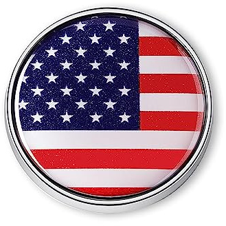 Autocollant drapeau américain en métal avec petit drapeau rond pour voiture, camion, moto - 2,8 cm (américain)