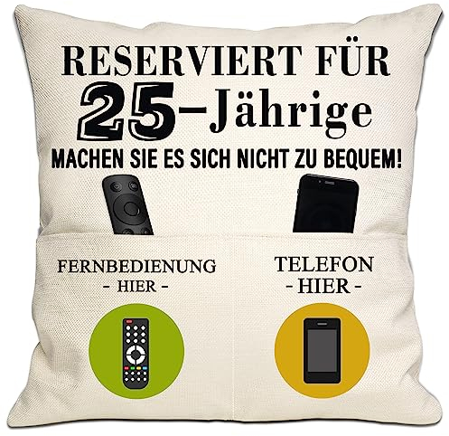 Bommex 25 Jahre Geschenk Tasche Kissenbezug für 25 Jahre alt Frauen Männer Mädchen Jungen 25 Geburtstag Geschenk für Familie Freunde (25. Geburtstag)
