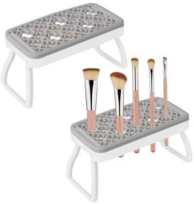 Fhioevt 2 Stück Pinselhalter Kosmetik Pinsel Organizer Pinselhalter mit Löchern Make Up Pinsel Aufbewahrung Pinsel Halter Silicone Pinselständer Stiftehalter Faltbar Schminkpinsel Behälter