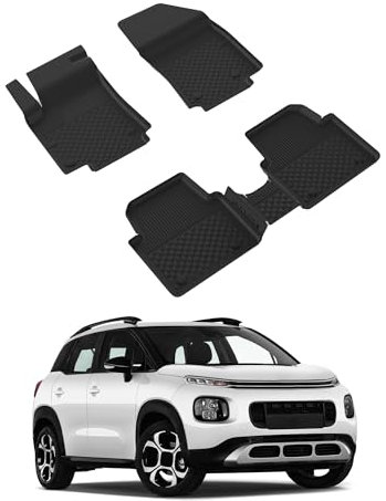 Auto Fußmatten Kompatibel mit Citroen C3 Aircross 2017-2023 Geruchlos 4.5D Passform Allwetter Automatten 5 TLG | Antirutschmatte Hoher Rand Gummimatten Schwarz Fussmatten Vorne Hinten Autoteppich
