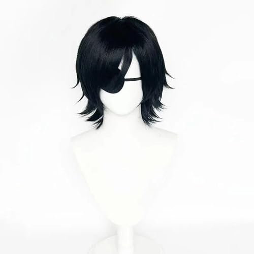 NEZIH Anime Cosplay Wig, Chainsaw Man Himeno Wig, Black Flip Wig, with Free Wig Cap, for Christmas Carnival Party Halloween Cosplay Wig, Gift for Anime Fans