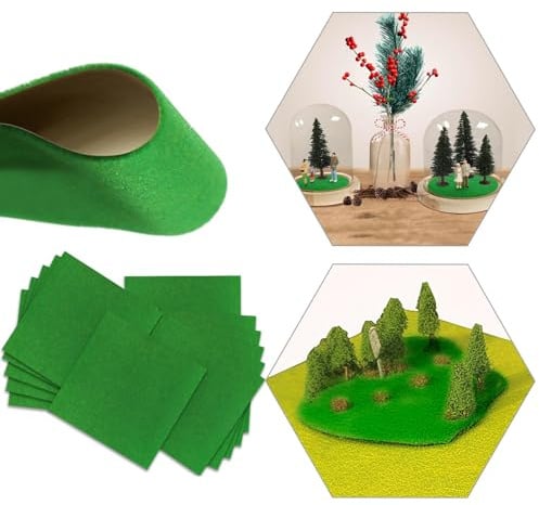 Evemodel 12 Stück 17 * 17 cm Modell Gras Matte Miniatur Gartenbau Grasmatten Dekor Modellbau für Landschaftsbau Garten Balkon Haus (grün)