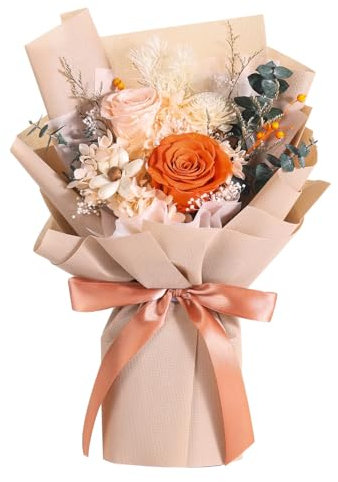 Jtoder Echte Blumen für die Lieferung Prime, natürlich konservierte langlebige rosa Rose Blumenstrauß für Mutter Frau Freundin am Muttertag Valentinstag Weihnachten Jahrestag Geburtstag Geschenke für