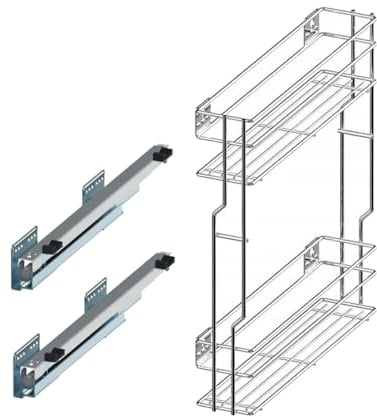 woplus - Tiroir sous meuble de cuisine avec fermeture amortie - Largeur de la structure : 150 mm - Modèle à gauche, meuble de cuisine, tiroir télescopique (150 gauches)