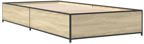 vidaXL Bettgestell Sonoma-Eiche 75x190 cm Holzwerkstoff und Metall