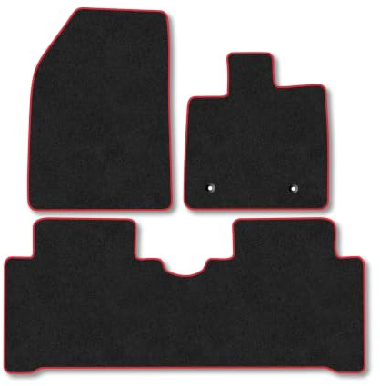 BYD Atto 3 (2022-2025) Carpet Car Mats | Red Edge Trim Tailored Fit Floor Mats Full Coverage Protection Accessories Easy Clean Anti Slip Made in the UK