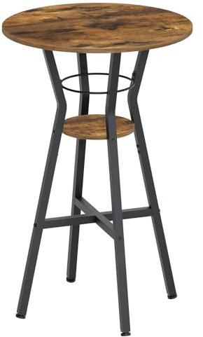 YATINEY Bartisch, 2-stufiger runder Stehtisch, Bistrotisch rund, hoher Stehtisch für die Hausbar, Cocktailtisch, für Küche, Wohnzimmer, Büro, Bistro, rustikales Braun und Schwarz XBT03BR