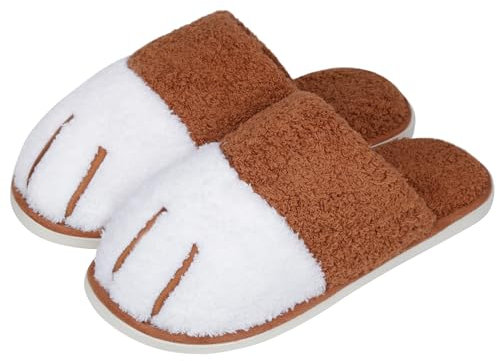 Wostock Ciabatte Donna Peluche Zampe di Gatto in Cotone per Donne Animali Calde Inverno Memoria Schiuma Morbido Antiscivo Accogliente Ciabatte per Casa per Ragazze Ospiti Interne Esterne 40-41