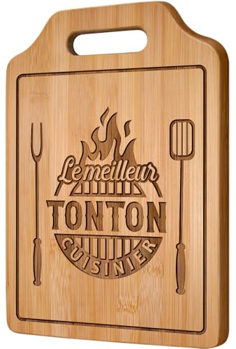 Giftasy Cadeau Tonton, Cadeau pour L'oncle - Planche Découper Bambou Gravée | Cadeau Tonton Anniversaire, Cadeau Tonton Noel, Idee Cadeau Homme
