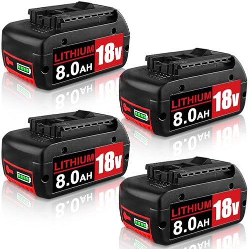 4 Stück 8.0Ah Ersatzakku BAT609 für Bosch 18V Akku Li-ion kompatibel für Bosch Akku 18V 8.0Ah BAT618 BAT618G BAT609G BAT619 BAT619G BAT610G BAT610 mit LED (8.0-4-4)