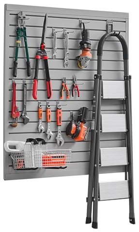 VEVOR Pannelli per Pareti a Doghe per Garage con Disegno Modulare, Pannello per Pareti a Doghe Regolabile, con Struttura di Accoppiamento e Taglio Fai da Te, Grigio 1230 x 1235 x 20 mm