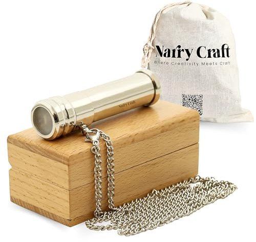 NARRY CRAFT Brass Kaleidoscope with Wooden Box | Handcrafted Vintage Kaleidoscope with Optical Glass Lens & Wooden Storage Box – Collectible Gift for Adults Last Minute (Vintage/Brass, Small)