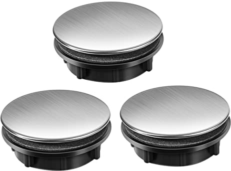 3 Pack Sink Hole Cover for Soap Dispenser Openings | Simple Elegant Design, Silver Finish, Home and Hotel Use, Stainless Steel and Pp, Practical Sealing Caps
