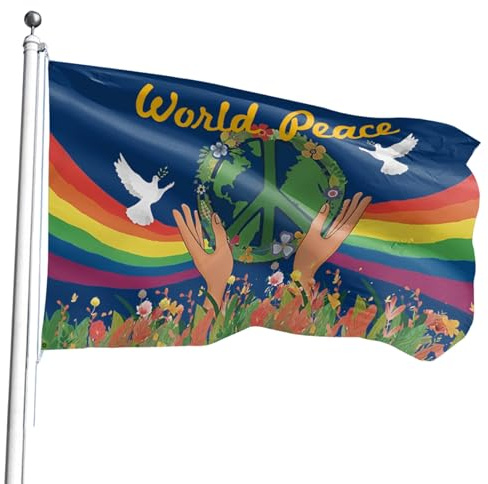 Friedensflagen für Outdoor - Friedenszeichen Flaggenbanner | 3x5ft Fade Fade Beweis Außenflagge Innenflagge mit , World Peace Banner Home Garden Yard Dekoschild