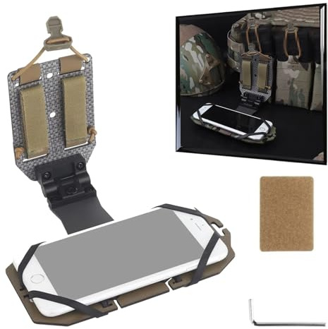 WLXW Support Tactique Rotatif Téléphone Portable Support Molle Gilet Tactique Support Plaque Poitrine Universel Téléphone Portable pour Chasse, L'airsoft