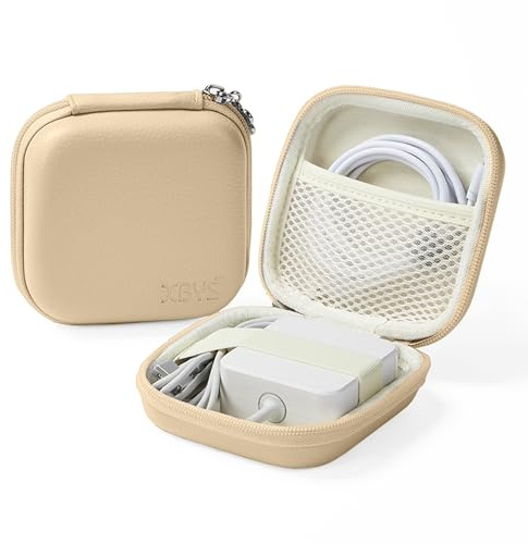 Linpr Portable Charger Case, Tech Electronic Organizer Bag, Khaki, M | Small Travel Storage Pouch for Laptop Accessories, MacBook Power Adapter, Charging Cords, USB Drives, Power Bank