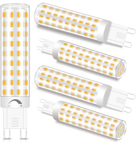 ZHENMING Dimmable G9 LED Bulbs 10W Equivalent to 100W Halogen, Warm White 3000K Bi-Pin Base LED Light Bulbs, Energy Saving No Flicker, AC220-240V, 900LM, 5 Packs