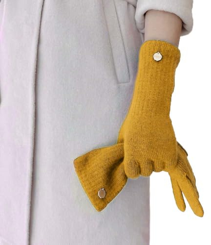 HARJJME Handschuhe Damen Winter 100% Merino Wollhandschuhe mit Touchfunktion Thermo Warme Fingerhandschuhe Handy Touch Lange Strickhandschuhe Weihnachten Geschenk für Frauen