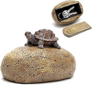 Escondite para llaves para exteriores, escondite de llaves en forma de piedra con compartimento secreto, piedra falsa que se siente y se ve como una piedra real, caja de seguridad para llaves