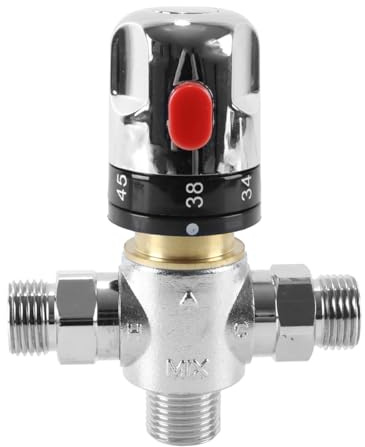 DUZEPA Thermostatventil 1/2 Zoll 3-Wege-Ventil Thermostat Messing Duschthermostat für Handbrausenarmaturen