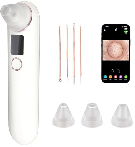 Mitesserentferner Porenreiniger Porensauger mit 1080P HD Kamera, 3 Modi Pickelsauger Vakuumsauger zur Gesichtsreinigung Akne Behandlung Mitesser Sauger Hautpflege, für Frauen und Männer, Weiß