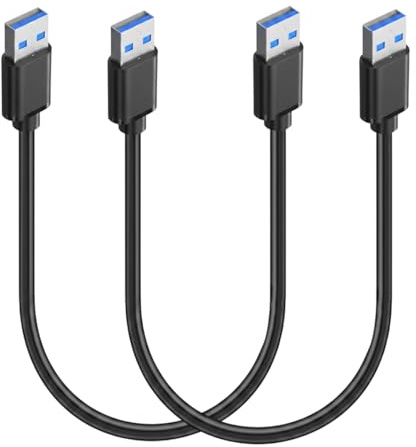 CDQZAIKEJI 2 PCS Câble USB 3.0 Type A Haute Vitesse M/M 0.5 m Noir, A Mâle vers A Mâle, CâBle Usb Vers Usb 5 Gbps Pour Transfert de DonnéEs Rapide, CâBle Usb Usb Compatible, Disques Durs, Imprimantes