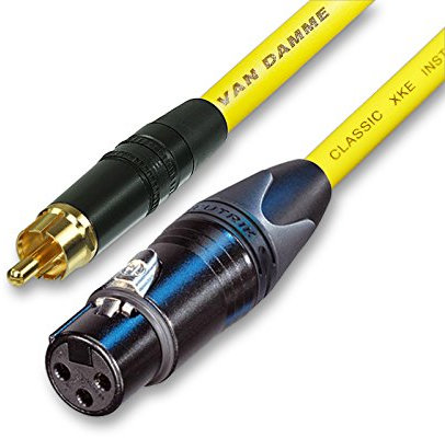 Gold Plated RCA to Female XLR. Quality Black Van Damme un-balanced instrument Cable (10m, Yellow)