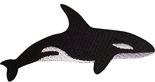 Killerwal Patch zum Aufbügeln oder Aufnähen, besticktes Abzeichen mit Tierfisch-Stickerei