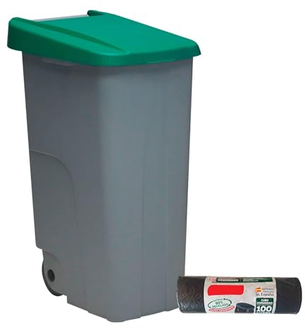Denox DEN026 Contenedor Reciclo 85 litros Cerrado, Verde, 420x570x760 mm