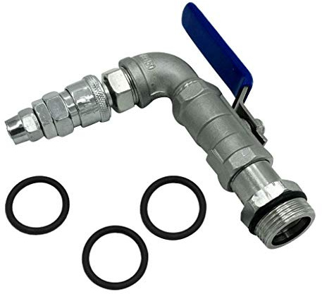 Tubayia Edelstahl Kugelhahn Kugelventil Absperrhahn mit 3 Dichtungen für 200L/210L Eisentrommel, 50 Gallonen Ölfass usw (10mm)
