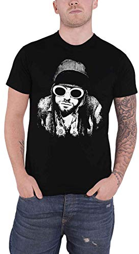 Kurt Cobain T Shirt Sunglasses Portrait Schwarz & Weiß Nue offiziell Herren L