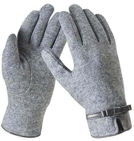 Bequemer Laden Damen Winter Warm Kaschmir Touchscreen Handschuhe mit Fleece Gefütterte, Elegant Winterhandschuhe Gestrickte Handschuhe mit Schleife Dekoration