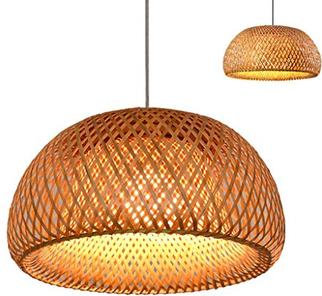 Vintage Gewebte Pendellampe Natürlichen Bambus Rattan Handgefertigten Kronleuchter Kreative Garten Hängelampe E27 Höhenverstellbare Pendelleuchten Restaurant Teestube Schlafzimmer Wohnzimmer Café,30cm