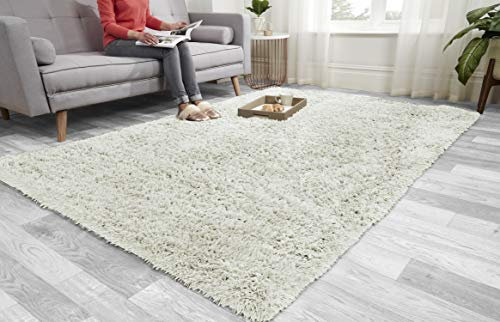 Super Soft FLUFFY Shaggy Rug Anti-Slip Carpet Mat Living Room Large Area Rugs Modern Floor Bedroom Extra Large Size Non Shedding (Cream, 200cm x 290cm (6.6ft x 9.5ft))