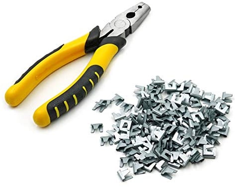 MUALROUS Wire Cage Buckle Clips Pliers Sets 300pcs Wire Cage Clips Bird Cage Building Kit Cage Welding Repair Hand Tools for Pet Cat Dog Rabbit Cage and Cattle Sheep Fence Wire Mesh