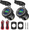 Linkstyle USB Auto Ladebuchse, Dual QC3.0 USB Ladegerät Steckdose mit LED Voltmeter für 12V/24V Fahrzeuge, 2Stück Grün