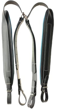Premium Akkordeongurte Leder, 6cm Schultergurte 60-120 Bass (Blau)