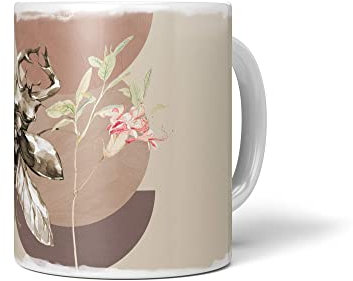 Dekorative Tasse mit schönem Motiv Hirschkäfer Käfer schönem Design Pastelltöne Vintage