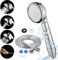 Soffione Doccia Alta Pressione, Doccia Soffione Grande con 2M Tubo Acciaio Inox, Risparmio Idrico Anticalcare Doccino per Doccia 3 Tipi di Getto, per Doccia,Capelli,Animali,Bambini (Cromo, Argento)