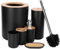 6 Pcs Bambou Bains Salle Accessoire Ensemble Complets Bain Salle Ensembles dent Brosse Tasse Porte-Brosse à Dent Poubelle Distributeur Savon Brosse De Toilette pour Toilettes Salle De Lavage