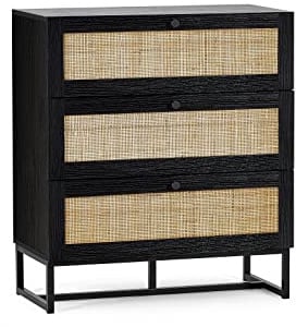 Julian Bowen Padstow Chest of Drawers, 3 Drawer, Black - H90 x W80 x D40cm