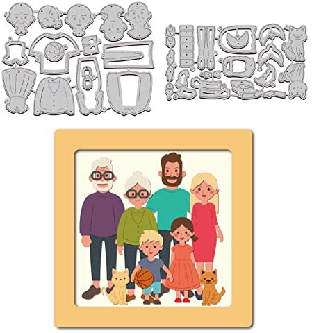 GLOBLELAND Familie Stanzformen Metall Menschen Tier Stanzschnitte Prägeschablonen Vorlage für Die Kartenherstellung Dekoration für DIY Scrapbooking Album Handwerk