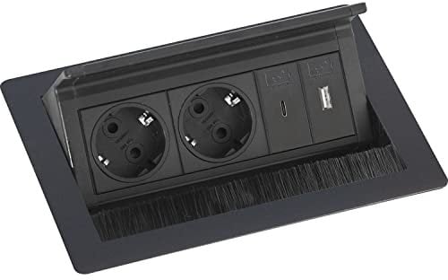 EVOline Flip Top Push S 2xSchuko + USB-A- USB-C-Charger schwarz