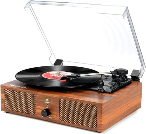 Tocadiscos de Vinilo Bluetooth con Altavoces internos y Cinturones USB accionados por un gramófono Retro-3 velocidades de Entretenimiento y decoración Familiar (marrón de Madera)