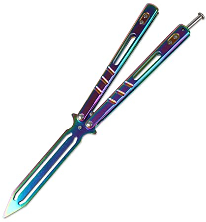 Andux Couteau d'extérieur en acier inoxydable Outil de camping Lames non sahrpened Flip Carry-On Couteau pliant (Coloré 1)